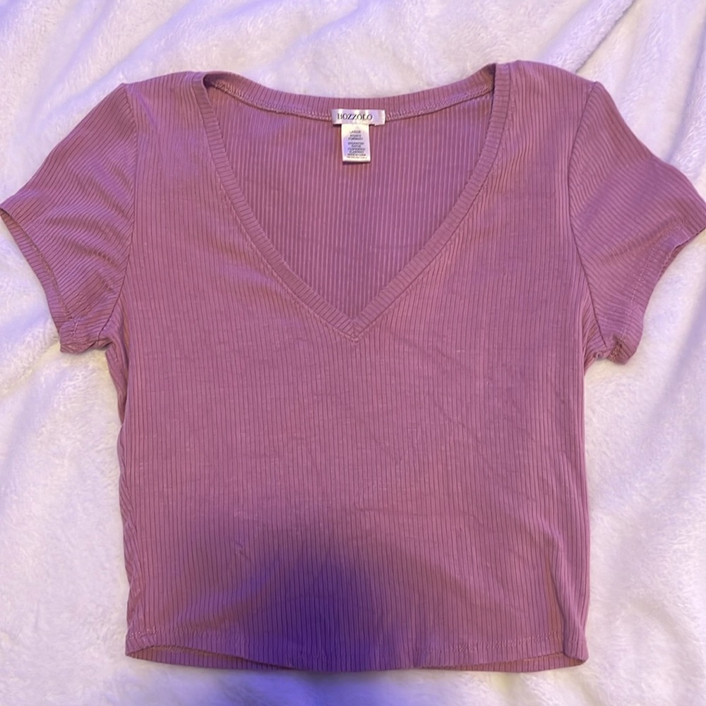 bozzolo women’s crop top v neck large pink